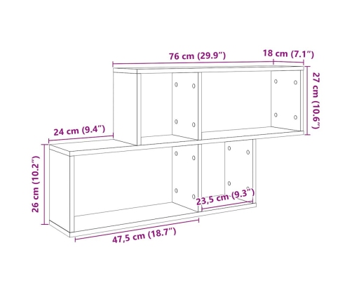 Estante de pared madera de ingeniería envejecida 100x18x53 cm