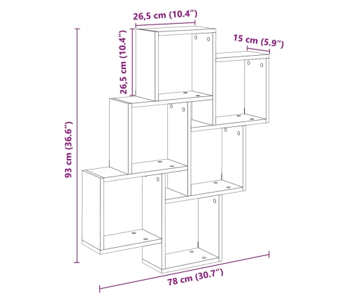 Estante cubo de pared madera ingeniería envejecida 78x15x93 cm