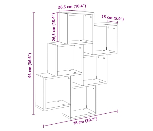 Estante cubo pared madera ingeniería roble artisan 78x15x93 cm