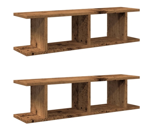 Estantes pared 2 uds madera ingeniería envejecida 90x18x20 cm