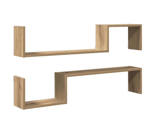 Estante de pared 2 uds madera roble artisan 100x15x20 cm