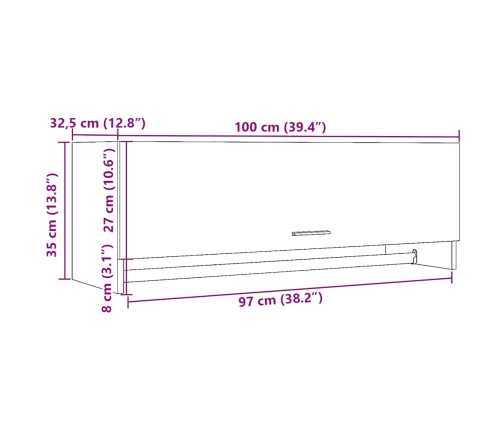 Armario de madera contrachapada envejecida 100x32,5x35 cm