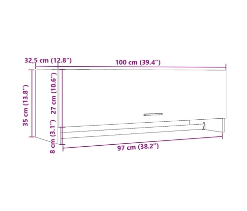 Armario de madera de ingeniería roble artesanal 100x32,5x35 cm