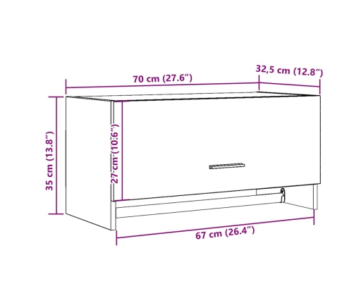 Armario de madera contrachapada envejecida 70x32,5x35 cm