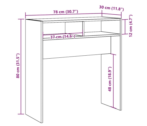 Mesa consola madera de ingeniería roble artesanal 78x30x80 cm