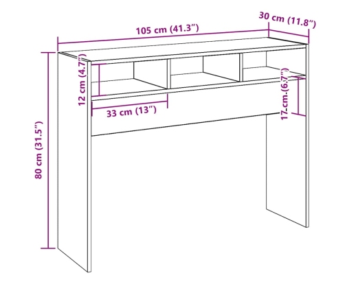 Mesa consola madera contrachapada envejecida 105x30x80 cm