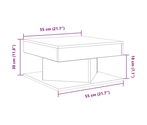 Mesa de centro madera de ingeniería envejecida 55x55x30 cm