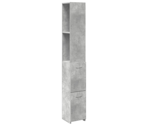 Armario de baño madera contrachapada gris hormigón 25x25x170 cm