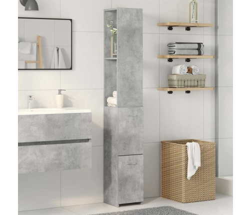 Armario de baño madera contrachapada gris hormigón 25x25x170 cm