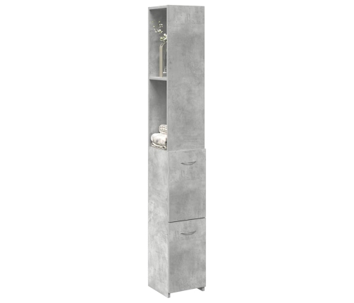 Armario de baño madera contrachapada gris hormigón 25x25x170 cm