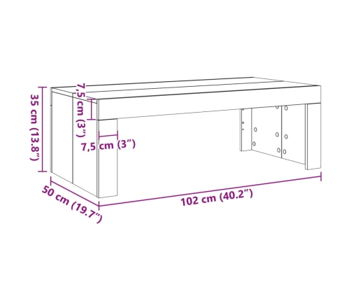 Mesa de centro madera de ingeniería envejecida 102x50x35 cm