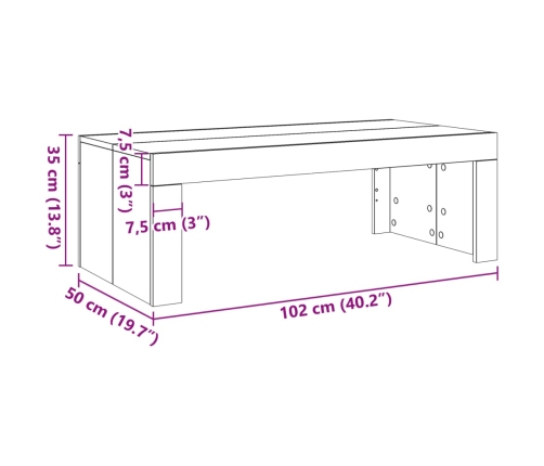 Mesa de centro madera de ingeniería roble artisan 102x50x35 cm