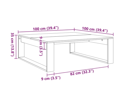 Mesa de centro madera de ingeniería roble artisan 100x100x35 cm