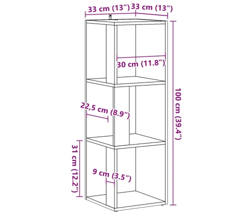 Mueble de esquina madera ingeniería roble artisan 33x33x100 cm