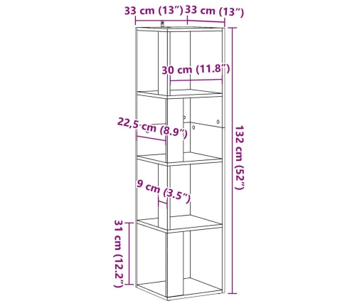 Mueble de esquina madera de ingeniería envejecida 33x33x132 cm