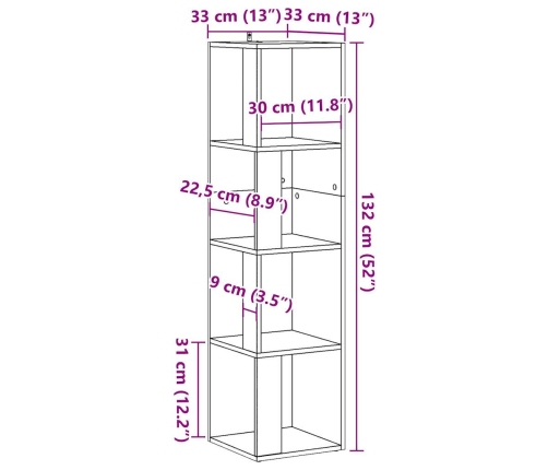 Mueble de esquina madera ingeniería roble artisan 33x33x132 cm