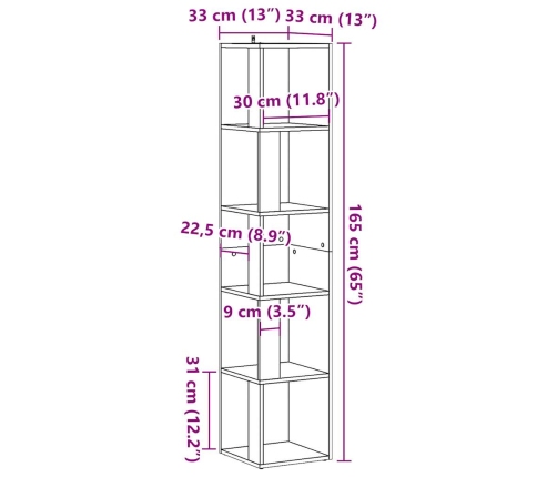 Mueble de esquina madera ingeniería roble artisan 33x33x165 cm