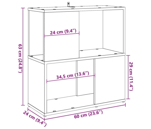 Librería de madera de ingeniería madera envejecida 60x24x63 cm