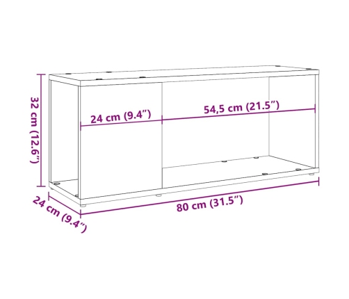 Mueble de TV madera de ingeniería envejecida 80x24x32 cm