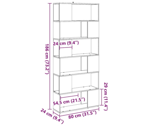 Estantería/divisor de espacios roble artisan 80x24x186 cm