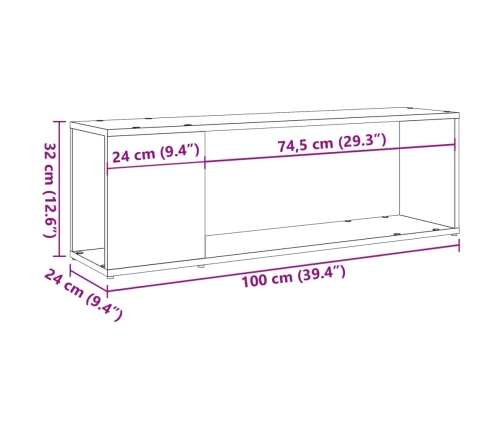 Mueble para TV madera ingeniería madera envejecida 100x24x32 cm