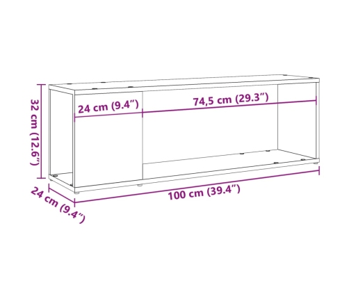 Mueble para TV madera de ingeniería roble artisan 100x24x32 cm