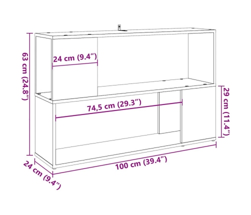 Estantería madera de ingeniería madera envejecida 100x24x63 cm