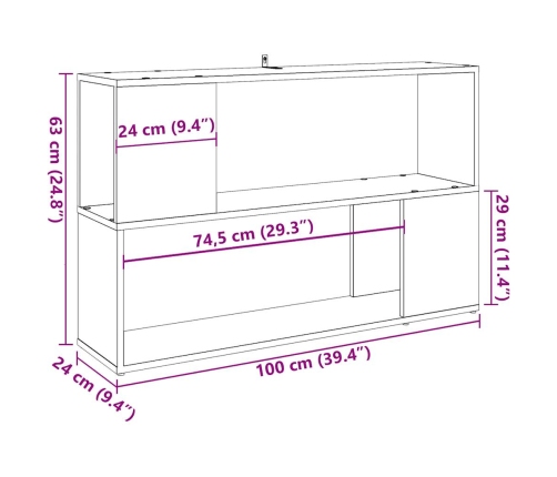 Estantería madera de ingeniería roble artisan 100x24x63 cm