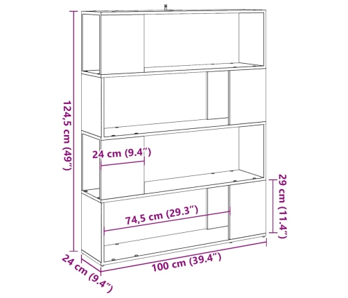 Estantería/divisor de espacios roble artisan 100x24x124,5 cm