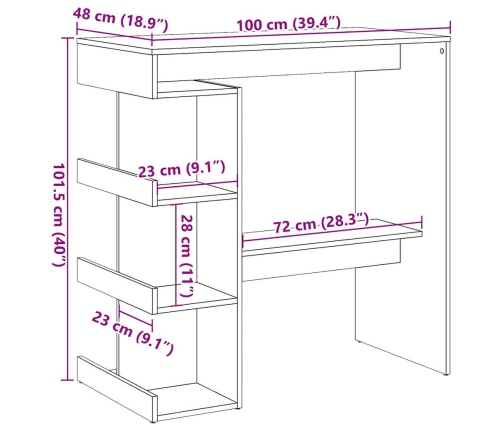 Mesa de bar con estante madera envejecida 100x48x101,5 cm