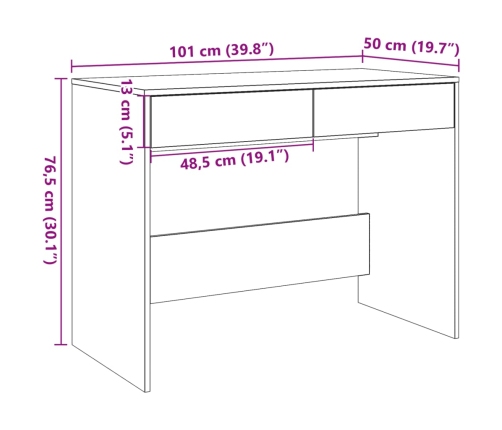 Escritorio madera ingeniería madera envejecida 101x50x76,5 cm