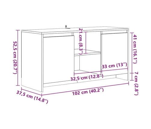 Mueble de TV madera de ingeniería envejecida 102x37,5x52,5 cm