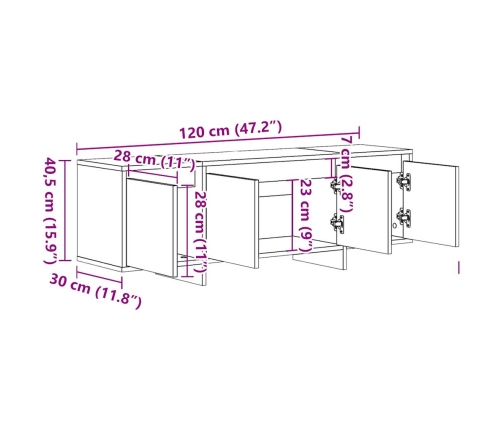 Mueble de TV madera ingeniería madera envejecida 120x30x40,5 cm