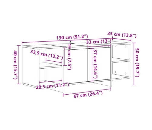 Mueble de TV madera de ingeniería envejecida 130x35x50 cm