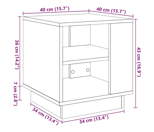 Mesa de centro madera ingeniería madera envejecida 40x40x43 cm