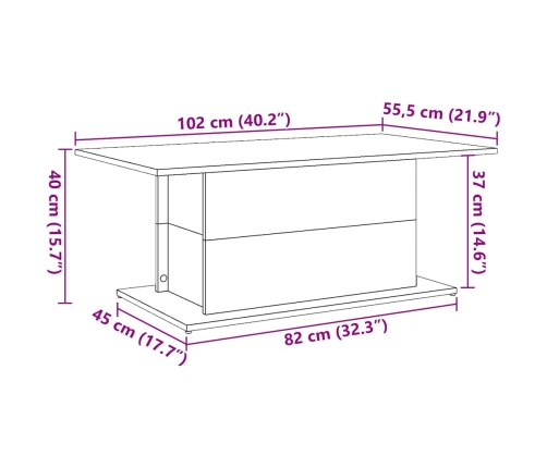 Mesa de centro madera ingeniería roble artisan 102x55,5x40 cm