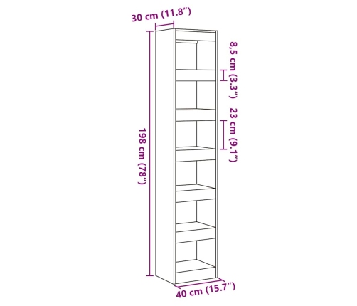 Estantería/divisor de espacios madera envejecida 40x30x198 cm