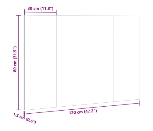 Cabecero de cama madera de ingeniería envejecida 120x1,5x80 cm