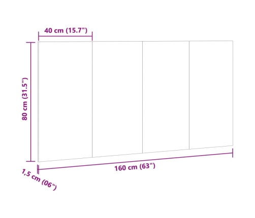 Cabecero de cama madera de ingeniería envejecida 160x1,5x80 cm