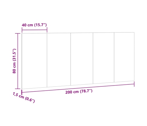 Cabecero de cama madera de ingeniería envejecida 200x1,5x80 cm