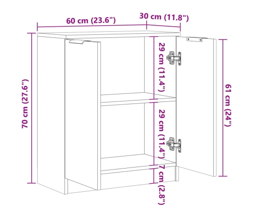 Aparador madera de ingeniería roble artiasian 60x30x70 cm