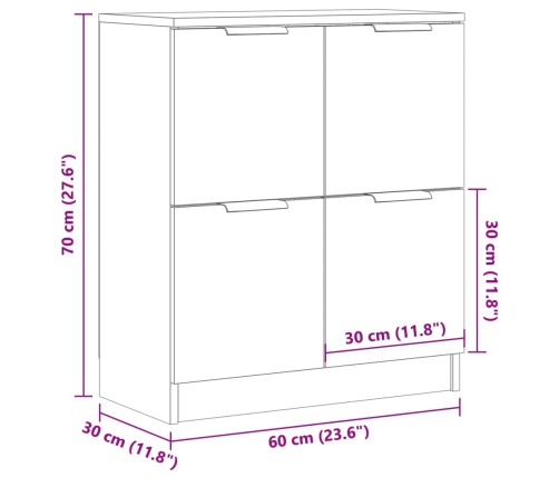 Aparador de madera de ingeniería envejecida 60x30x70 cm