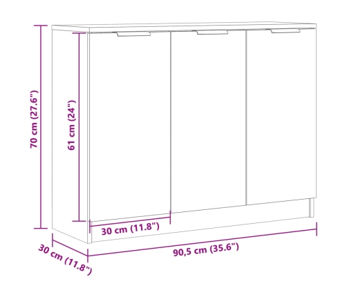 Aparador de madera de ingeniería envejecida 90,5x30x70 cm
