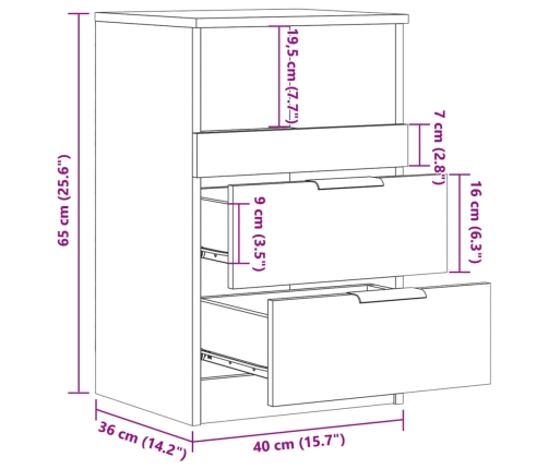 Mesitas de noche 2 uds madera ingeniería envejecida 40x36x65 cm