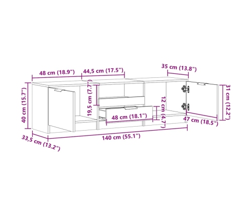 Mueble de TV madera de ingeniería roble artisan 150x33,5x45 cm