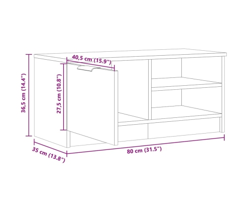 Mueble para TV madera contrachapada envejecida 80x35x36,5 cm