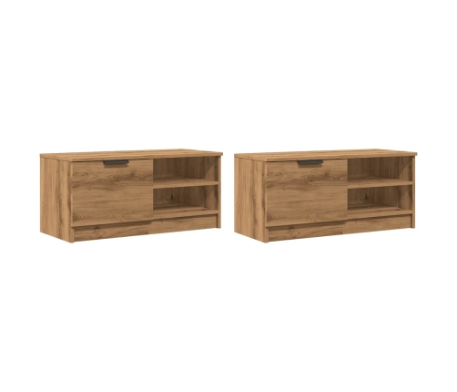 Muebles para TV 2 uds madera roble artisan 80x35x36,5 cm