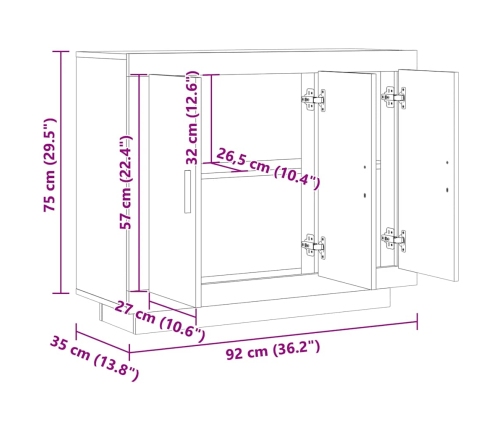 Aparador de madera de ingeniería envejecida 92x35x75 cm