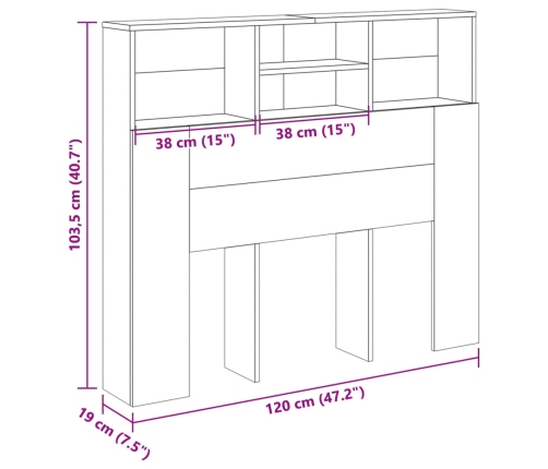 Cabecero armario madera ingeniería envejecida 120x19x103,5 cm