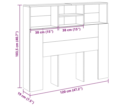 Cabecero armario madera roble artisian 120x19x103,5 cm